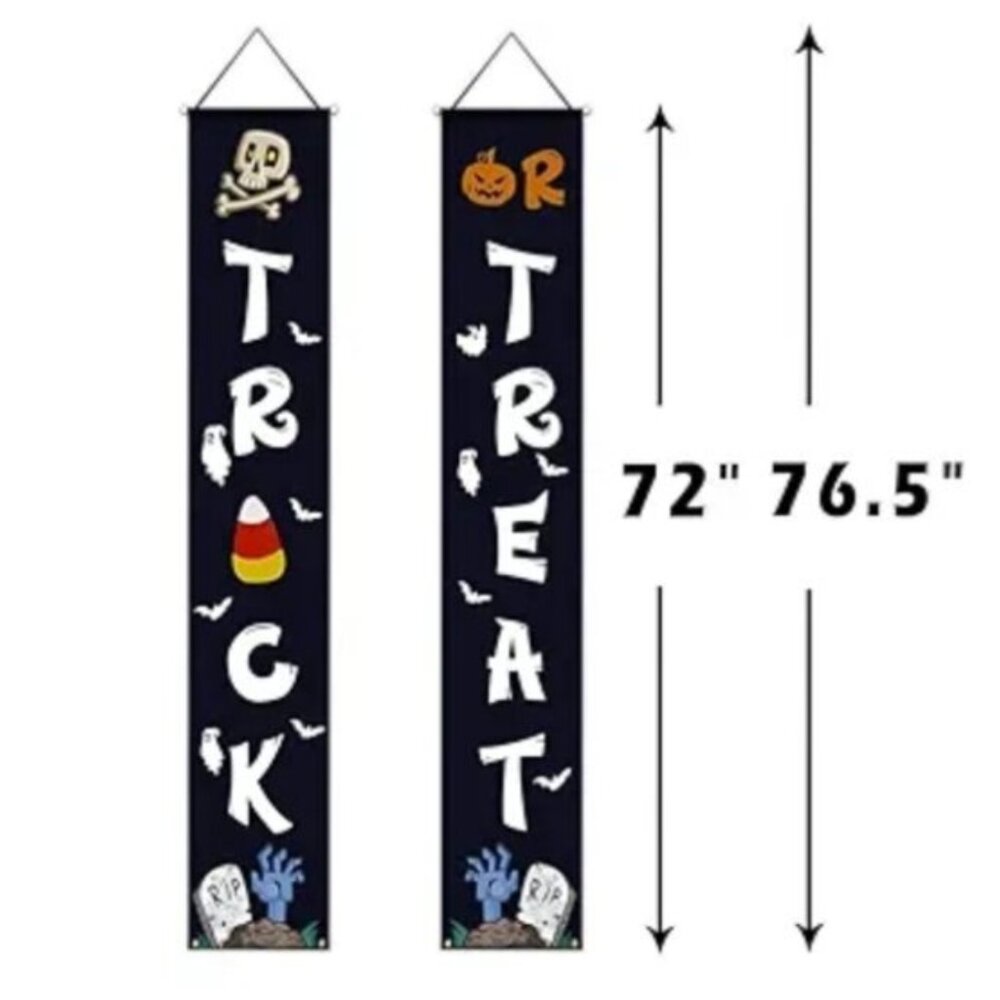 Halloween Porch Sign Trick or Treat Vertical Banners - RIP Tombstones - Picture 2 of 5